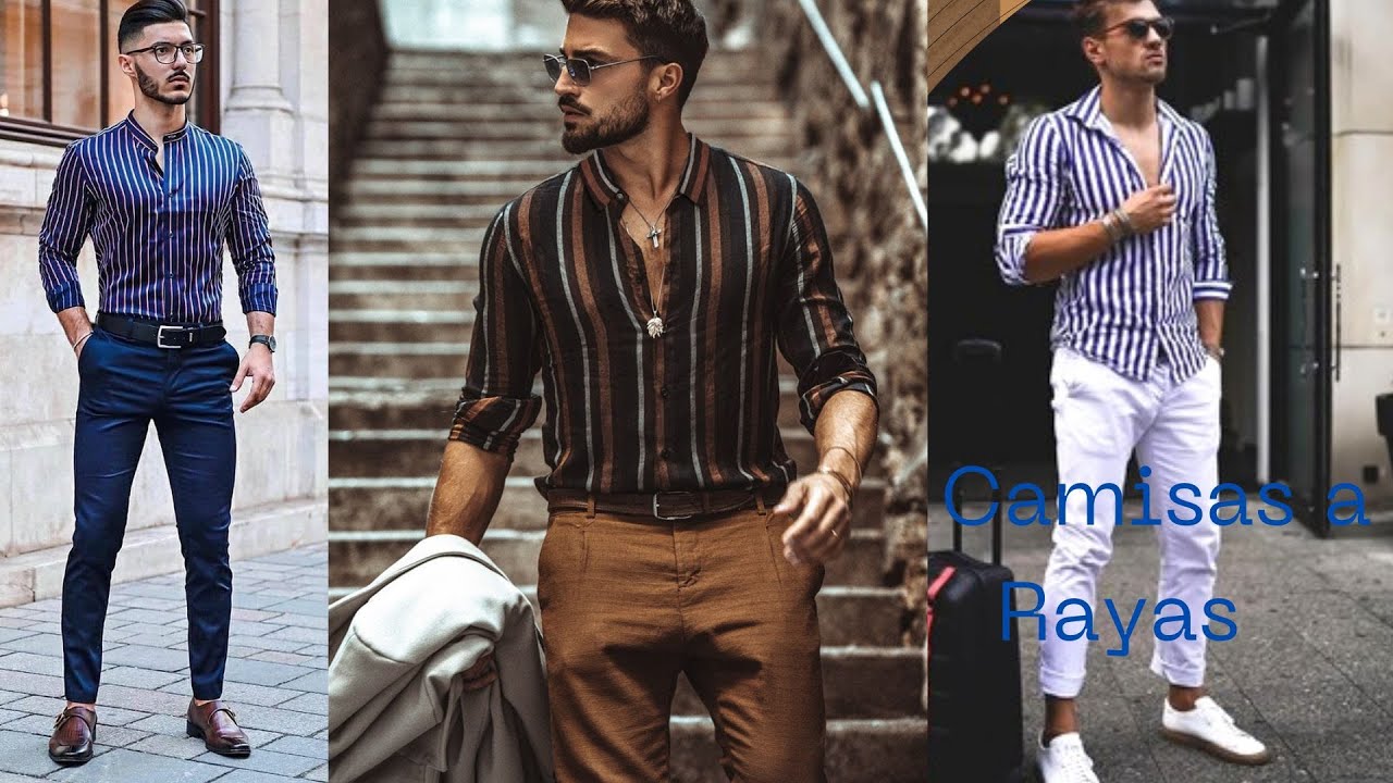 combinar camisa rayas azul y blanca hombre